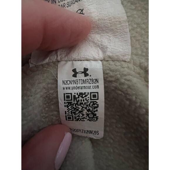 UNDER ARMOUR HOODIE SWEATSHIRT MENS BEIGE FRONT LOGO SIZE M - Picture 11 of 11